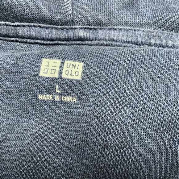 UNIQLO 100% Cotton Women’s Blue Full Zip Hoodie Kangaroo Pockets US Sz L - Picture 4 of 8